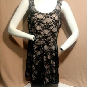 Dot Baby Pink with Lace Overlay Mini Dress